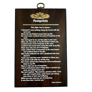 Vintage Footprints in Sand Wall Plaque Religious Inspirational Retro Wall Art